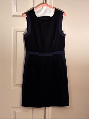 Diane Von Furstenberg Black Sheath Dress with Navy Accents